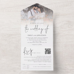 Invitation Tout En Un Moderne 3 Photos superposer QR Code Script Mariage