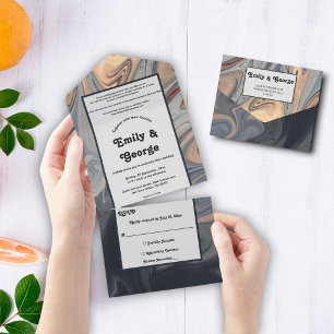 Invitation Tout En Un Moderne ArCharme Unique Mariage Abstrait