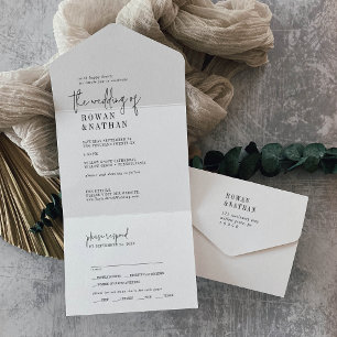 Invitation Tout En Un Moderne Chic Mariage noir et blanc