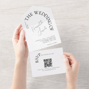 Invitation Tout En Un Moderne Classique la typographie Arc QR code Maria