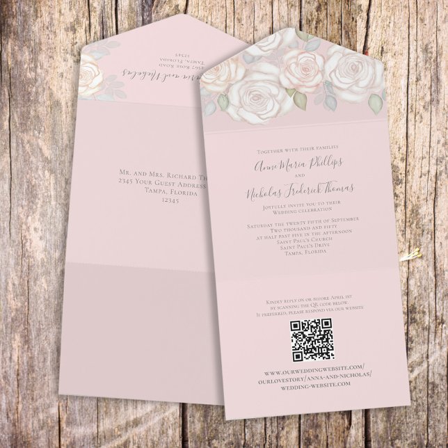 Invitation Tout En Un Moderne Elégant Aquarelle Floral Invité Adressé (Créateur téléchargé)