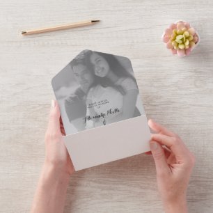Invitation Tout En Un Moderne Photo Élégant Mariage Personnalisé Tout En