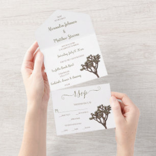 Invitation Tout En Un Moderne Simple Elegant Couleur Joshua arbre Silhou