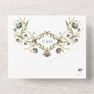 Invitation Tout En Un Monogram Floral Vine All in One Wedding Inviter