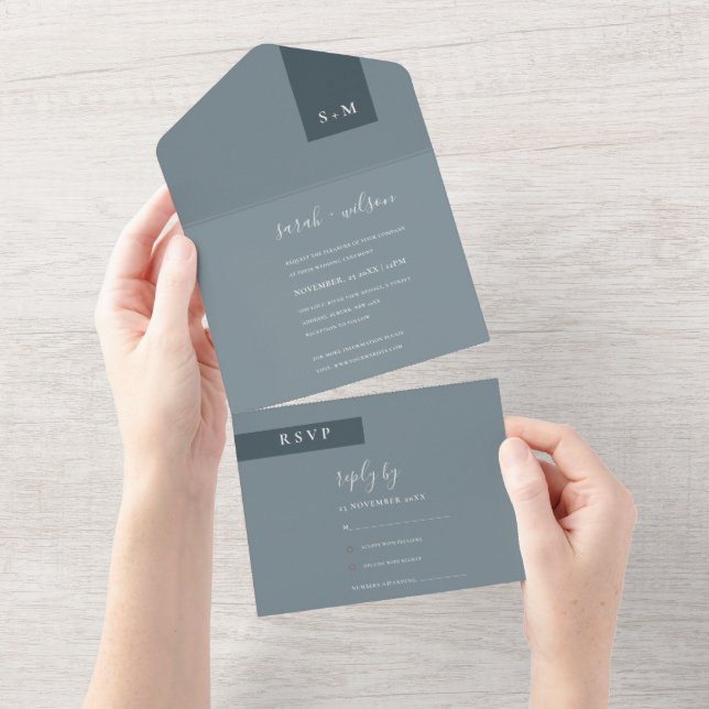 INVITATION TOUT EN UN MONOGRAMME DE POUSSIÈRE MINIMAL DE TERRACOTTE SCAN (Déchirure)