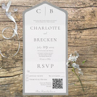 Monogramme gris et blanc Code QR minimal