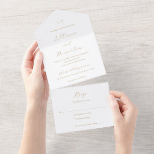 Invitation Tout En Un Monogramme Neutre Classique Élégant Mariage