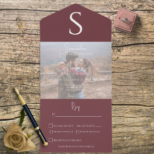 Invitation Tout En Un Monogramme Photo moderne Dîner de vin Bourgogne