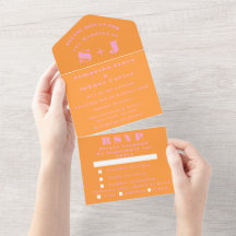 Monogramme simple rose orange gras Mariage