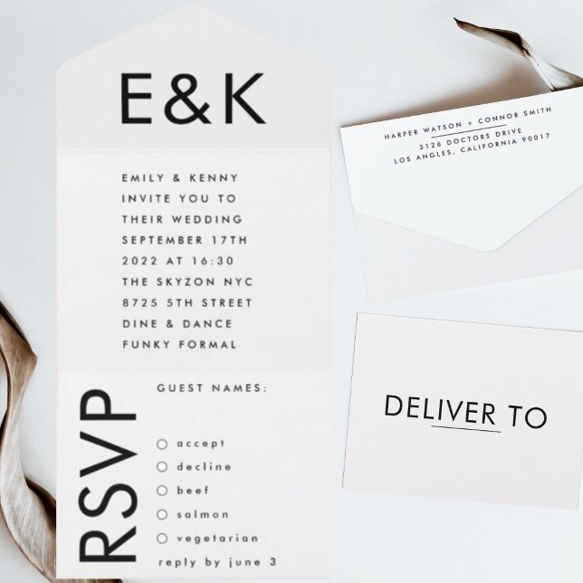 Invitation Tout En Un Monogramme Ultra Modern Bold Big Simple Mariage (Créateur téléchargé)