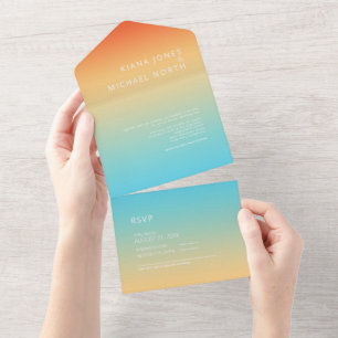 Invitation Tout En Un Mood Gradient Mariage Ciel tropical ID741