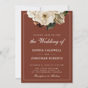 Invitation Tout en un Moody Floral Terracotta Mariage