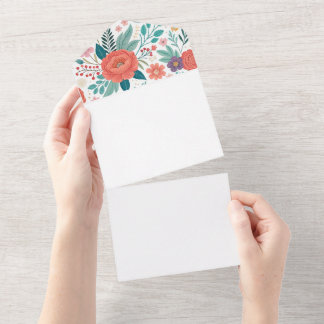 Invitation Tout En Un Motif d'impression floral dynamique