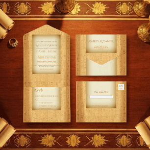 Invitation Tout En Un Motifs Hiéroglyphiques Anciens Mariage Égyptien