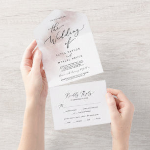 Invitation Tout En Un Nettoyage aquarelle Mariage blanc