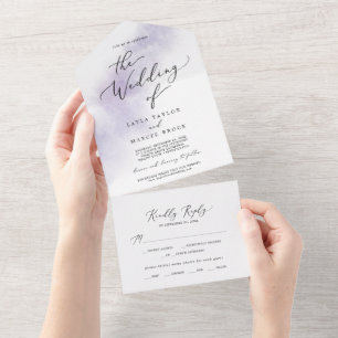 Invitation Tout En Un Nettoyage aquarelle Mariage violet