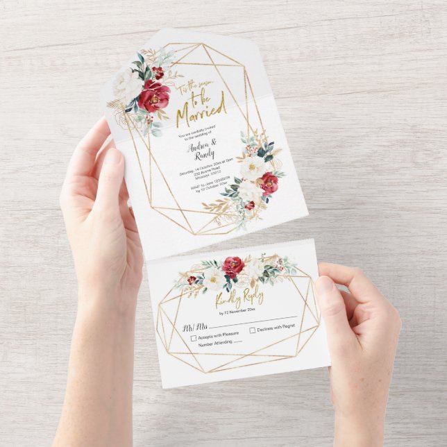 Invitation Tout En Un Noël Floral Saison d'être marié (Déchirure)