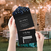 Noir bleu confetti anniversaire rsvp