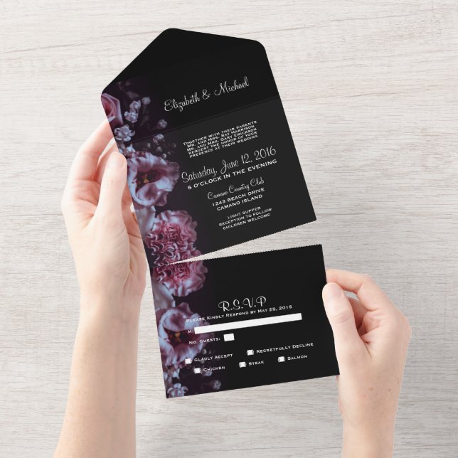 Invitation Tout En Un Noir et Violet Humeur (Déchirure)