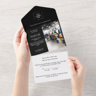 Invitation Tout En Un Noir moderne Professionnel Conception d'événements