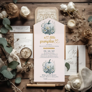 Invitation Tout En Un Notre petite fille citrouille Baby Shower