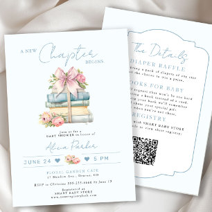 Invitation Tout en un nouveau chapitre livre bleu garçon baby