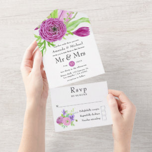 Invitation Tout En Un Nuit de printemps florale d'aquarelle