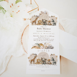 Invitation Tout En Un Oh Baby Safari Animaux Boho Baby shower