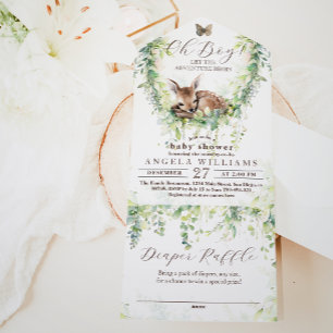 Invitation Tout En Un Oh Boy Adventure Baby shower de verdure