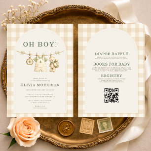 Invitation Tout en Un Oh Garçon Aventure Attend Baby Shower