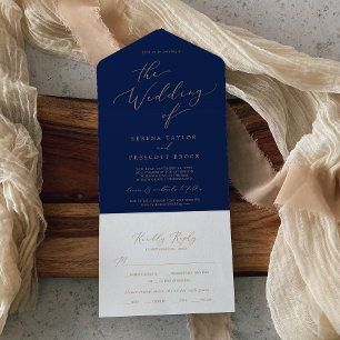 Invitation Tout En Un Or délicat   Marine Dinner and Cocktails Mariage