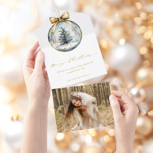 Invitation Tout En Un Ornement doré d'élégant Joyeux Noël