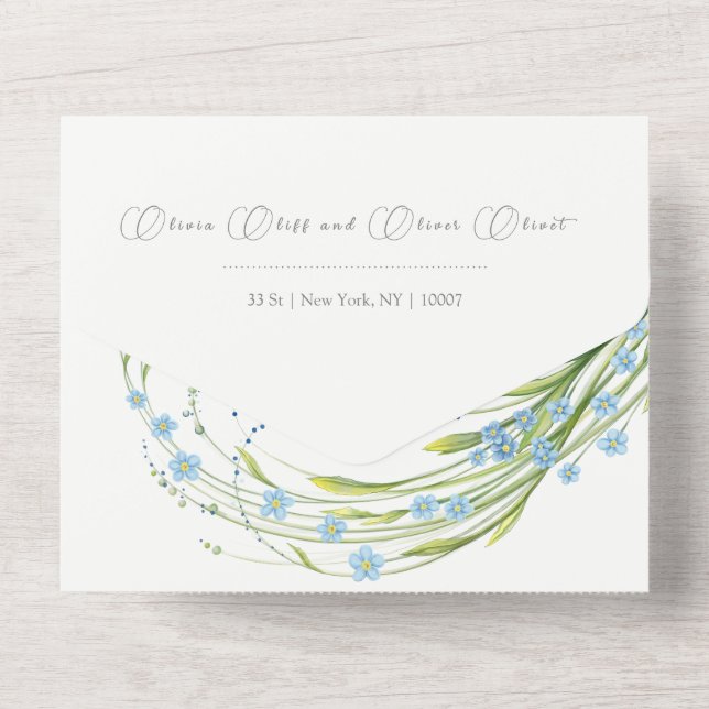 Invitation Tout En Un Oubliez-Moi-Pas Mariage Tout En Un (Verso)