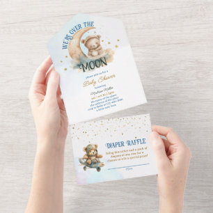 Invitation Tout En Un Ours En Teddy Survolant Le Baby shower Du Garçon L