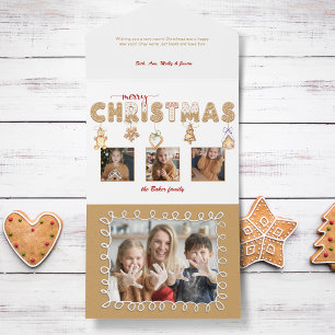Invitation Tout En Un Pain d'épices mignon Joyeux Noël Multiphoto