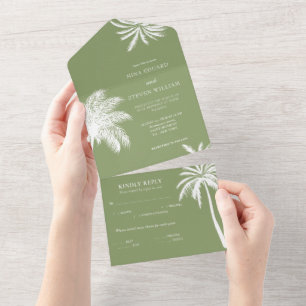 Invitation Tout En Un palmier vert mariage tropical