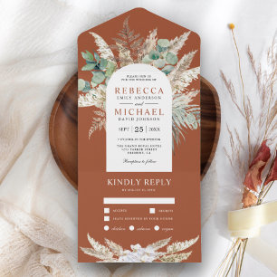 Invitation Tout En Un Pampas Rustique Eucalyptus Arch Terracotta Mariage