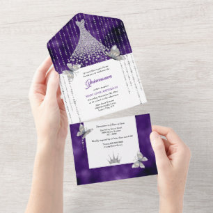 Invitation Tout En Un Papillon argenté pourpre frayeur anniversaire