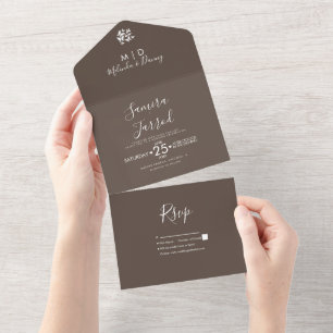Invitation Tout En Un Papillons Terreux Brun Mariage