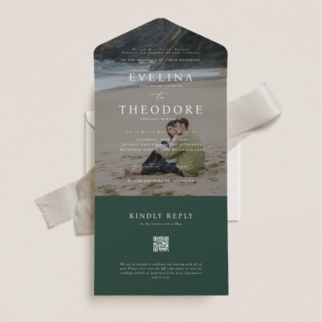 Invitation Tout En Un Parker phoque photo moderne et envoyer Mariage (Créateur téléchargé)