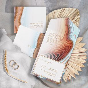 Invitation Tout En Un Parties scintillant Abstraite Strata Mariage SW Wh