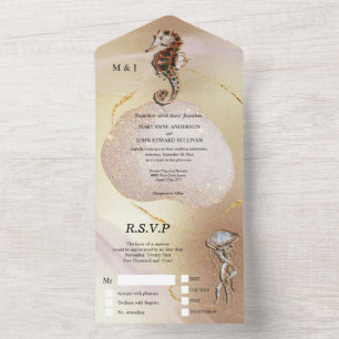 Invitation Tout En Un Parties scintillant de mer gelée poisson rose or p