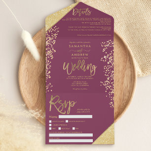 Invitation Tout En Un Parties scintillant en or chic confetti prum maria