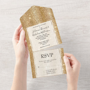 Invitation Tout En Un Parties scintillant en or jaune