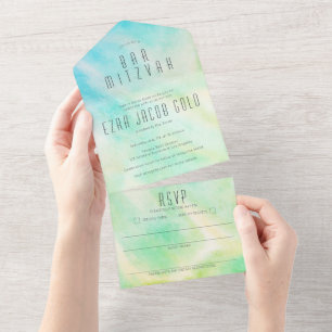 Invitation Tout En Un Pastel Abstrait BAR PERSONNALISÉ Simple ET Chic MI