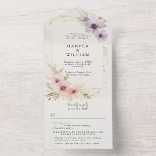 Invitation Tout En Un pastel cosmos fleurs rsvp mariage