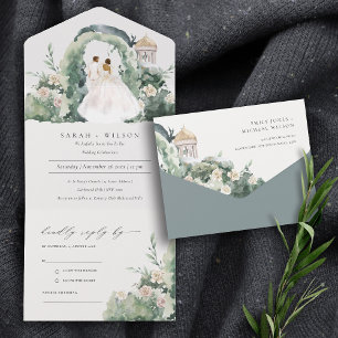 Invitation Tout En Un Pastel Couple Floral Garden Arch Mariage botanique