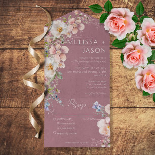 Invitation Tout En Un Pastel Floral Moderne Dusty Dîner Rose