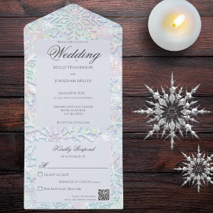 Invitation Tout En Un Pastels Modernes Snowflake QR Code