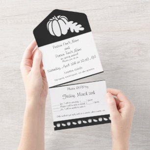 Invitation Tout En Un Patch citrouille en noir